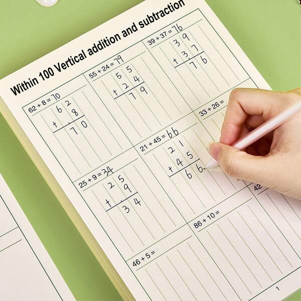 2books/Set, Addition And Subtraction Vertical Mathematical Workbooks, Math Exercise Book Within 100(Random Style),Back To School