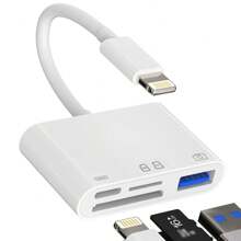 1pc Camera SD Card Reader Adapter Compatible With IPhone, Lightning/Type-C To USB OTG Adapter Micro TF SD Card Power Charger Splitter Connector For IPad, IPhone 15 14 13 12 11 XS XR X Cameras