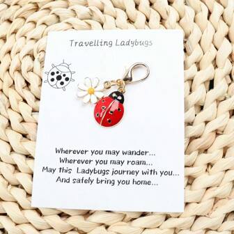 1pc/2pcs Cute Ladybug & Daisy Keychain, Pocket Hugger Gift, Thinking Of You Hugs, Hug Token, Birthday, Wedding, Valentine's Day, Holiday, Graduation, Christmas Decor, Encouragement Card, Back To School, Travel Companion Ladybug Keychain Car Accessories Bag Charm Letter Goth Y2k Bag Accessories Lanyards With Id Holder Car Accessories Bag Charms Car Accessories Teacher Friend Sister Gift Ideas