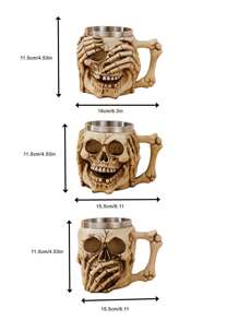 1pc Stainless Steel Skull Mug Cup - Decor And Gift For Men - Stein, Tank, Coffee Cup, And Tea Cup All-In-One - - Multicolor - View 2
