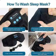 蓝牙睡眠耳机眼罩睡眠耳机蓝牙头带柔软弹性舒适无线音乐耳机 - 黑色 - 查看 2