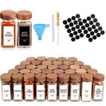 120ml Acacia Wood 4oz Square Glass Spice Jar Pepper Seasoning Bottle With Shaker Lid - Multicolor - View 1