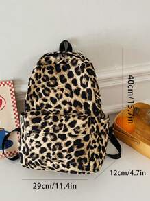 1 Piece Fashionable Women's Leopard Print Backpack, Waterproof Business Casual Computer Backpack, School Backpack, Fall Winter Fashionable Cheetah Print Purse For Women - Brown - View 9