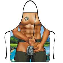 1pc Muscular Man Printed Chef Apron, Sleeveless Waterproof And Stain-Resistant Apron, Creative Funny High-Definition Printing, Suitable For Home Cooking, BBQ, Party