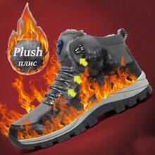Snow Boots Men Lace Up Men Shoes Plush Winter Boots For Men Casual Men Sneakers Waterproof Ankle Boots Footwear Work Shoes - Grey - View 8