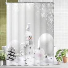 Bộ rèm tắm hình người tuyết Giáng sinh 1/3/4 chiếc, rèm tắm vải polyester chống thấm nước có 12 móc, thảm chống trượt, tấm phủ bệ ngồi bồn cầu và thảm lót, phụ kiện trang trí phòng tắm phù hợp cho nhà tắm, trang trí phòng tắm mùa thu, phụ kiện phòng tắm cho ngày tựu trường - trắng - Xem 14