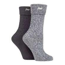 Jeep 2 Pack Ladies Turn Cuff Boot Socks | Performance Polyester Walking Socks (Charcoal / Slate) - Fast Shipping And Quick Delivery - Black - View 4