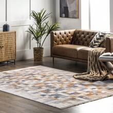 Nuloom Mindy Faded Contemporary Tiles Fringe Area Rug For Bedroom, Dining Room, Living Room, Hallway, Office, Kitchen, Entryway