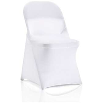 BRISCOES HOMEWARE 1 Pc White Stretch Spandex Chair Covers Folding Kitchen Chairs Cover, Universal Washable Slipcovers Protector, Removable Chair Seat Covers, For Wedding Party Dining Room Banquet Event