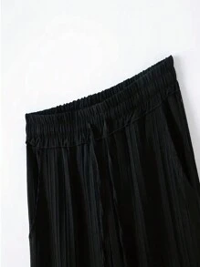 Men's Retro Solid Color Textured Tapered Pants, Exuding An Old Money Vibe, Suitable For Casual Daily Wear, All-Season, Essential For Autumn - Black - View 4