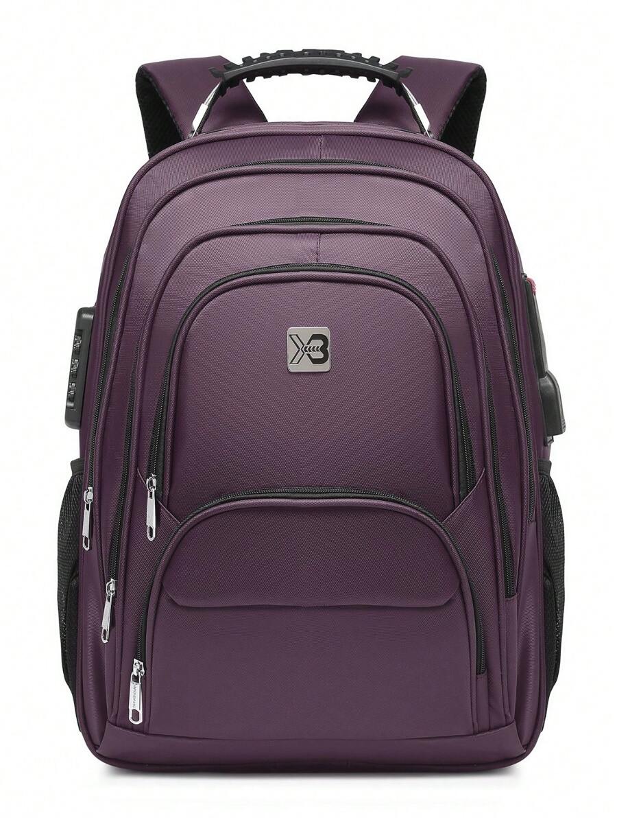Executive Waterproof School Notebook Backpack Sturdy Reinforced Stitching Aux Usb Cable Headphone XIAOBANG - Morado - Ver 1