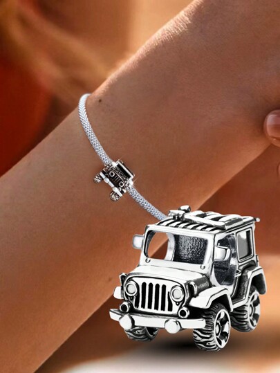 1Pc Fashionable 925 Sterling Silver Traffic Car Series Charm Bead Fit For Women Bracelets Bangles DIY Jewelry Making And Daily Outfit Matching Jewelry Decoration For Girls