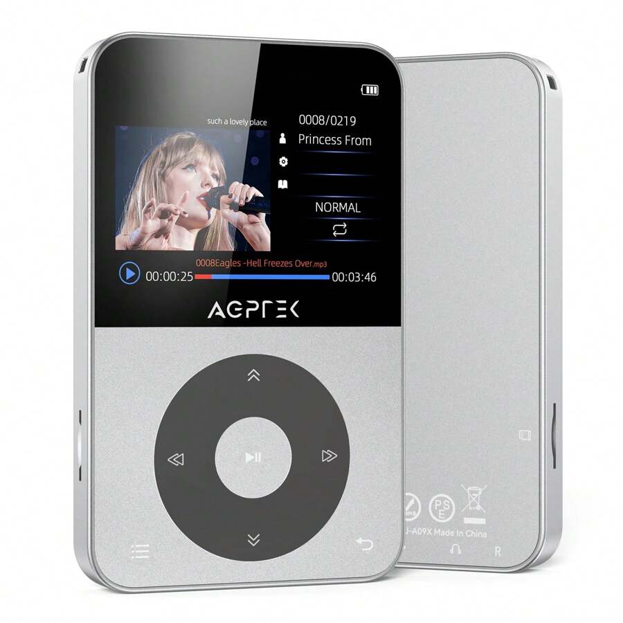 64GB MP3 Player With Bluetooth, 2.3'' Horizontal Screen Classic Multifunctional Music Player With Speaker, FM Radio - Silver - View 1