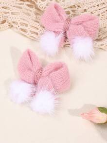 2 件装粉色羊毛发夹，适合幼儿女孩，甜美迷你发夹，鳄鱼夹，儿童青少年发饰，适合日常生活，儿童礼物 - 粉色 - 查看 6