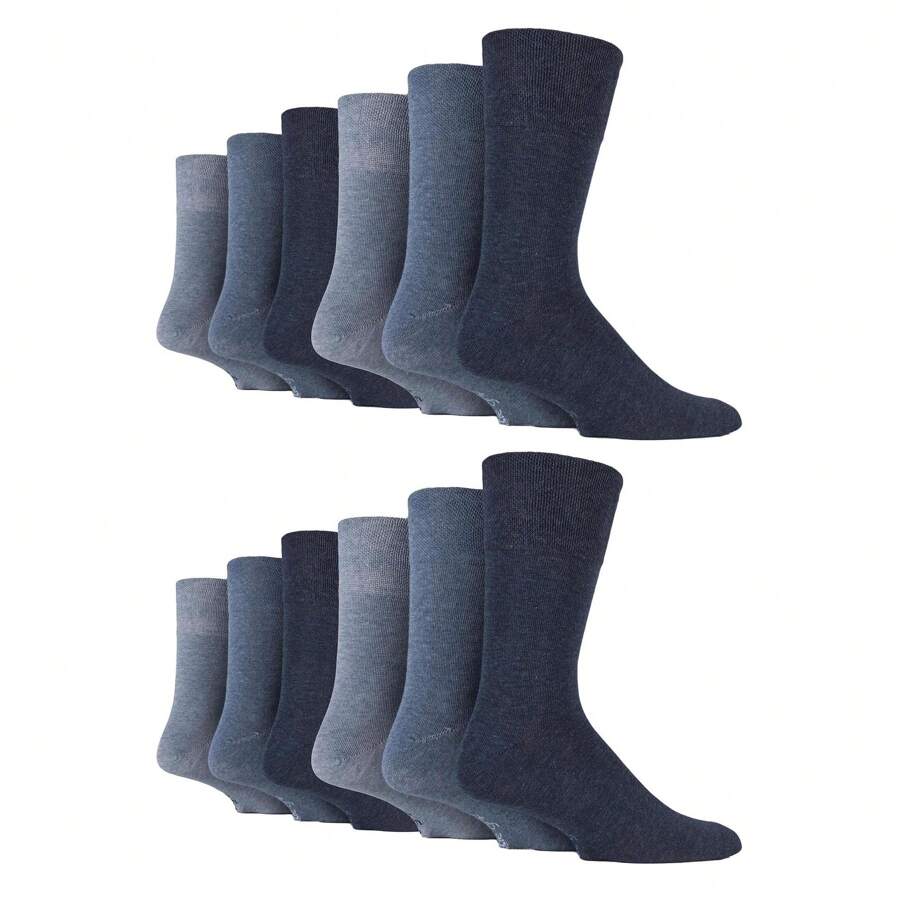 Gentle Grip 12 Pairs Mens Gentle Grip Loose Top Socks Extra Wide Non