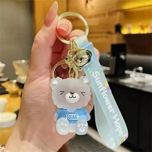 1 件可爱卡通熊汽车钥匙扣，小动物钥匙链吊坠 - 彩色 - 查看 11