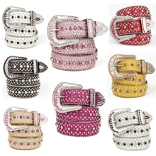 1pc Women Fashion Rivet Rhinestone Studded Casual Belt, Street Punk Hip Hop Style Genuine Leather Plus Size Waist Belt For Jeans Halloween Summer, School Fall, Autumn, Halloween