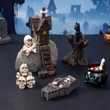 1 件万圣节装饰品，骷髅、木乃伊、幽灵、巫师树脂小雕像，家居桌面创意装饰品，圣诞节 - 彩色 - 查看 9