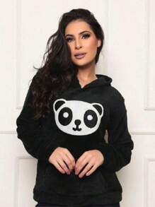 Cold Blouse Moletom Plush Pelinho Panda - Black - View 1