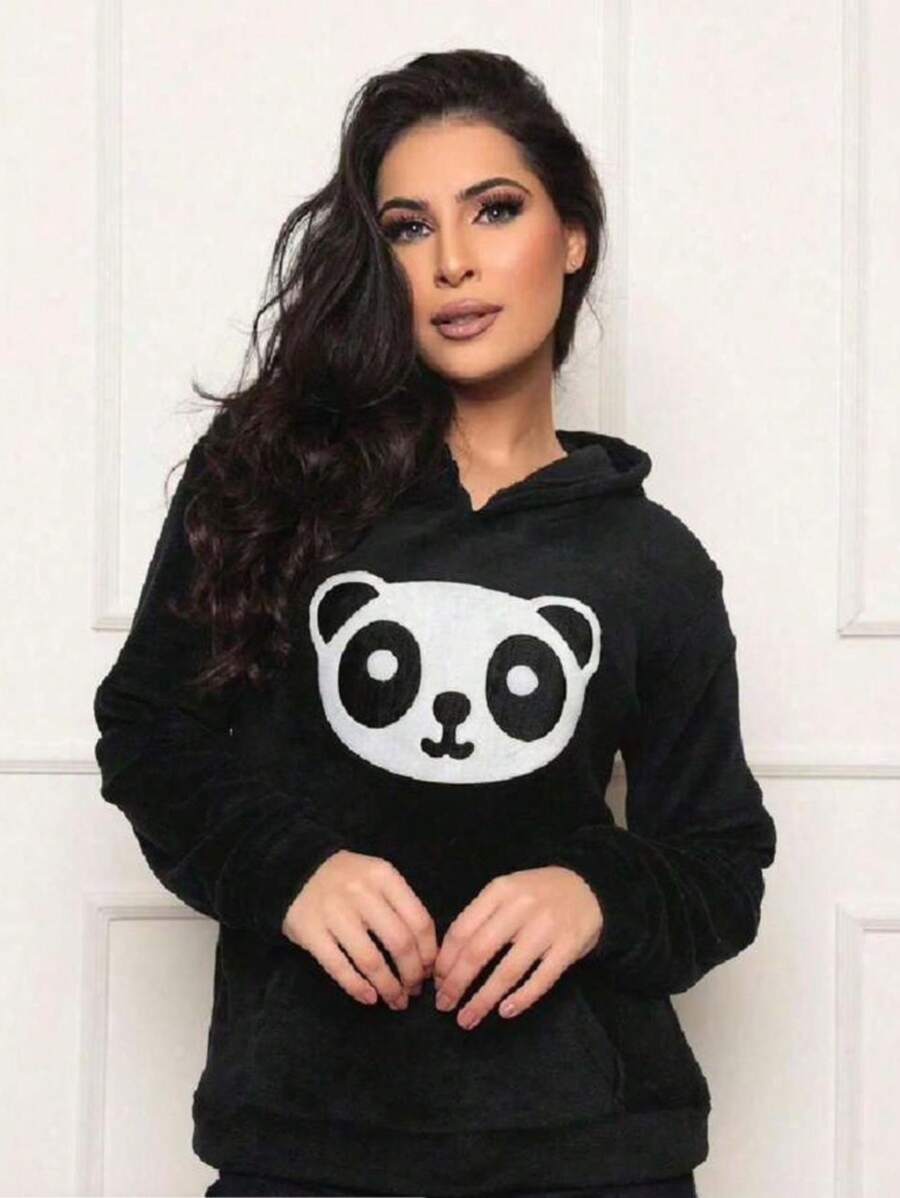 Cold Blouse Moletom Plush Pelinho Panda - Black - View 1