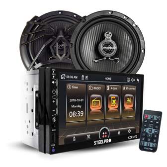 Autoestéreo pantalla 7" led 2 din   Steelpro Bluetooth + Bocinas 6.5 Soundstream