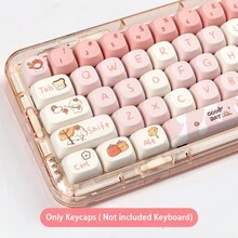 FLAMING SKOUL 122 Keys PBT Backlit Keycaps, 4-Side Transparent Playing Cards Design, Black & Red Color - Pink Puppy - View 5
