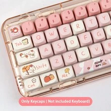 FLAMING SKOUL 122 Keys PBT Backlit Keycaps, 4-Side Transparent Playing Cards Design, Black & Red Color - Pink Puppy - View 2