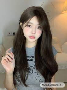 1 Piece Synthetic Heat-Resistant Hairpiece In Linen Brown Curly Long Curly With Center Part Wig , 26 Inches Long, Made From Fiber, Suitable For Daily Use, Natural And Realistic Hairpiece. - Linen Brown - View 3