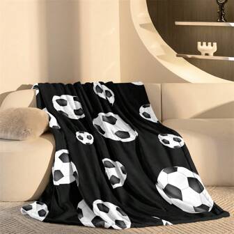 1pc Versatile Flannel Blanket - Football Pattern, Suitable For All Seasons, Easy Care, Comfortable & Soft, Great Gift For Boys And Girls