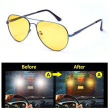 Night Vision Glasses Night Driving Anti Glare Glasses, Yellow Lens For Night Fashion Glasses - Blue * Yellow - View 6