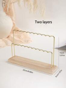 1 件木质底座金属线项链和耳环架展示架，适合阳光旅行凉爽返校的礼物