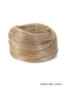 Blonde Straight Hair Buns Synthetic Chignon Extensions Elastic Band Updo Hair Bun Hairpieces Scrunchie  Wrap Donut Chignon Hair Accessories - Linen Gold - View 3