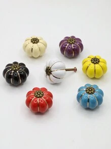 1 件/6 件南瓜形陶瓷拉手，不锈钢和木质橱柜/抽屉把手，乡村风格，颜色丰富：白色、黑色、红色、黄色、蓝色、乳白色 - 南瓜形陶瓷把手 - 查看 2