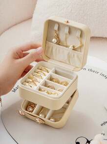 CASEGRACE 1pc Three-Layer Jewelry Storage Box With Large Capacity For Necklace, Ring, Earring, And Other Accessories Wedding Birthday Gift Case - Multicolor - View 14