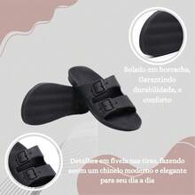 Papete Sandal Kit Women's Birken Slipper Comfortable Flat Soft Platform + Watch And Socks - 黑色 - 查看 3