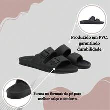 Papete Sandal Kit Women's Birken Slipper Comfortable Flat Soft Platform + Watch And Socks - 黑色 - 查看 2