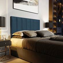 Panel Headboard Queen Size Upholstered Box Bed 160 Cm Various Colors Madrid - 藏蓝色 - 查看 2