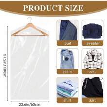 20 piezas Bolsas transparentes para prendas, bolsas de plástico transparente de 4 mil de grosor para limpieza en seco, almacenamiento de trajes, vestidos, abrigos, ideal para limpieza en seco, almacenamiento en el hogar, decoración de viaje, disfraces de Halloween, decoración de otoño, decoración de festivales - Transparente (PE) - Ver 8