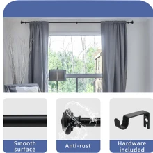 1 套金属窗帘杆，装饰性强且易于安装的窗帘杆，防水防锈铁/不锈钢，坚固承重，直径 1 英寸，多节可拆卸可调节，适用于卧室、浴室、客厅、厨房窗户的多功能窗帘轨道 - 彩色 - 查看 4