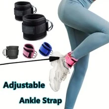 Faixas Elásticas Ajustáveis, Com Argolas em Forma de D Duplas, Tira de Treinamento de Força de Perna de Academia, Acessório de Exercícios de Tornozelo Envolto, Equipamento de Fitness, Acessórios de Academia