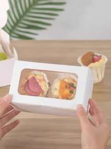 5pcs/10pcs Paperboard Cupcake/Pastry Boxes, Suitable For Baked Goods, Festivals, Parties