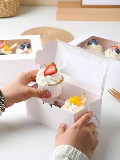 5 piezas/10 piezas Cajas de papel para cupcakes sin asa, cajas para tartas, cajas para pasteles, cajas para productos horneados, cajas con forma de taza para pasteles, adecuadas para fiestas y embalaje de alimentos