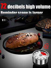 1pc, Stainless Steel Timer Kitchen Countdown Timer With Magnet Baking Alarm Clock Mechanical Time Management Reminder - Multicolor - View 6