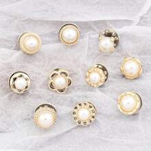 10pcs Non-Slip Buttons For Fixing Clothes & Adjusting Waist & Collecting Clothes Faux Pearl Brooch Buckles Seamless Button - Multicolor - View 7