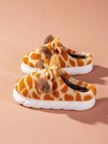 Pantuflas de invierno cálidas para mujer para usar en casa, pantuflas con suela gruesa y elástica, pantuflas antideslizantes para pareja en otoño e invierno, pantuflas de dibujos animados lindas y de moda para hombres y mujeres. Regalos del Día de San Valentín. - Amarillo - Ver 8