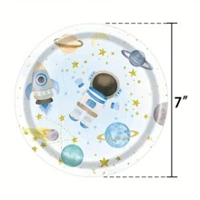 10 件/20 件蓝色宇航员派对用品太空主题派对纸盘餐巾餐具套装银河太空星球宇航员主题生日派对装饰品，适用于万圣节或圣诞节派对， - 彩色 - 查看 9
