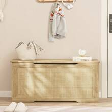 29.5"/39.4"L Storage Chest, Storage Trunk, Wooden Storage Box With Safety Hinge And Gel Bumpers, Lift Top Storage Bench, Shoe Bench, Supports 220 Lb, For Living Room, Bedroom, Entryway - Tự nhiên - Xem 2