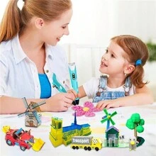 Lápiz 3d Dibujo Pluma Y Recarga , Juguete Infantil Color Fix - Amarillo - Ver 3