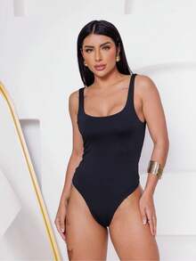 Kit 2 Women's Bodysuit Thick Strap Basic Supplex - Đen và trắng - Xem 4