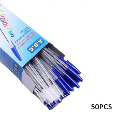 50pcs/Set Ballpoint Pen Set, Red/Black/Blue 3 Colors, Oil-Based Ink, Student Use, Boxed, Back To School Essential